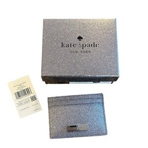 NEW Kate Spade Silver Glitter Card Holder